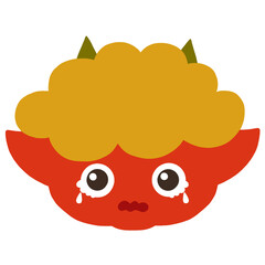泣いているかわいい赤鬼のイラスト
