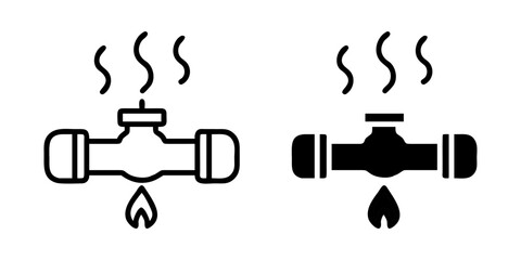 Gas Leak outline and pictogram Icon for Safety, Hazard, and Emergency Warning Design