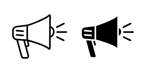Megaphone outline and pictogram Icon for Announcement, Promotion, and Communication Design