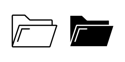 Open Folder outline and pictogram Icon for File Management, Documents, and Organization