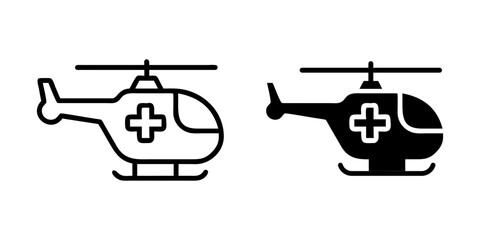 Rescue Helicopter outline and pictogram Icon for Emergency, Medical, and Airlift Services