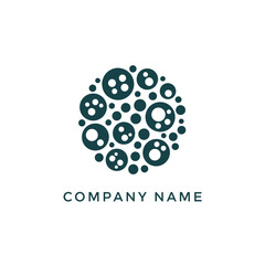 Abstract Circle Logo Design with Bubbles and Dots.