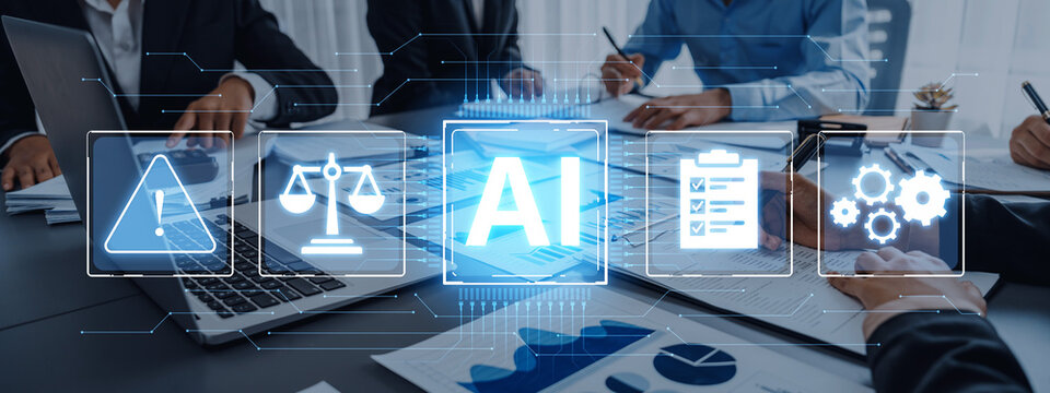Concept of Artificial Intelligence in legal and regulatory technology. AI systems are used for risk management, process automation, and ensuring compliance with laws and policies. Fermion