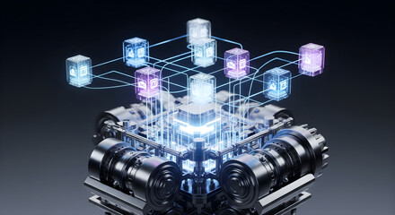 Autonomous execution engine with AI agents performing tasks glowing action modules intelligent enterprise automation, professional photography, studio quality, sharp focus, perfect exposure, balanced 