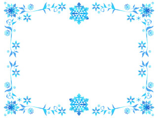 雪もようのイラストの、美しいフレーム、テンプレート素材