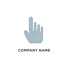 Abstract Hand Cursor Logo Design with Dotted Pattern.