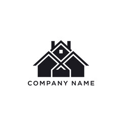 Minimalist house logo design for real estate or construction company.