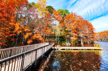 Fishing Pier in Mazarick Park, Fayetteville, North Carolina, USA