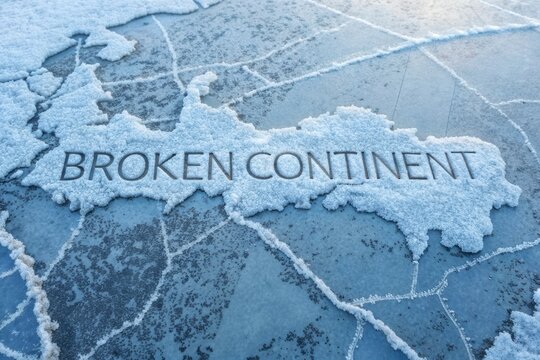 Abstract image of cracked ice resembling a broken continent