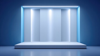 Fototapeta premium Modern Minimalist Display Stage with Soft Lighting and Clean Lines Ideal for Products or Art Installations in a Contemporary Setting