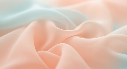 Obraz premium Delicate Folds of Sheer Peach and Aqua Fabric in Soft Light.