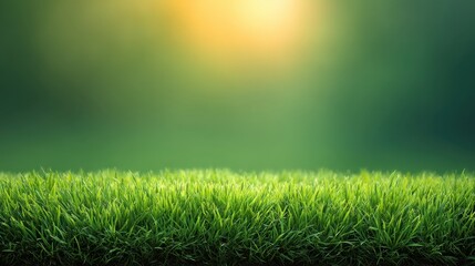 Naklejka premium Lush Green Grass Under Soft Morning Light with Blurred Background in a Tranquil Natural Setting Perfect for Relaxation and Serenity Imagery