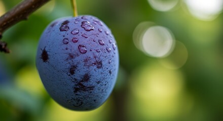 Dew-kissed Plum, Vibrant Blue, Natures Bounty.
