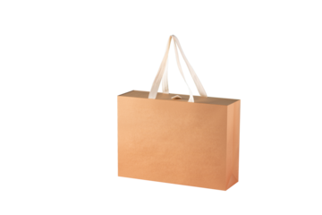 Brown transformer bag mockup. Box bag with handles made of eco-friendly cardboard
