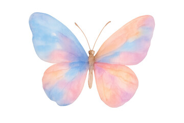 Fototapeta premium Watercolor butterfly artwork with delicate pastel wings portraying nature, beauty, and freedom on transparent background