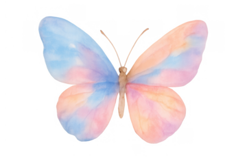 Watercolor butterfly artwork with delicate pastel wings portraying nature, beauty, and freedom on transparent background