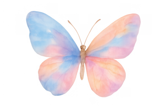 Watercolor butterfly artwork with delicate pastel wings portraying nature, beauty, and freedom on transparent background - Powered by Adobe