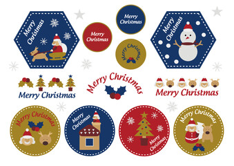 シンプルで可愛いクリスマスベクターイラスト素材　サンタクロースとトナカイ