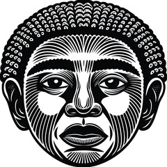 Stoic Man Face Emblem (Engraving Style)