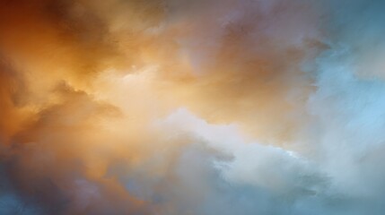 Dramatic Sky with Colorful Cloud Formation at Sunset or Sunrise Radiating Warm and Cool Tones in a Stunning Atmospheric Display for Backgrounds
