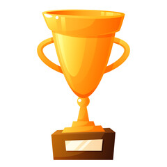 A shiny golden trophy with two handles and a black base. The trophy symbolizes achievement and success in competitions.