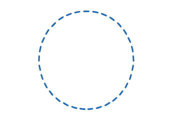 Blue dashed line circle on transparent background for cut out, sewing, selection, or design element template