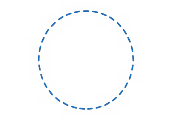 Blue dashed line circle on transparent background for cut out, sewing, selection, or design element template