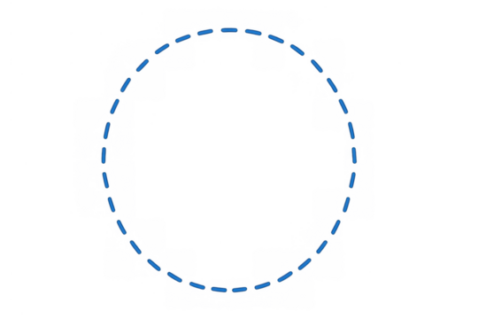 Blue dashed line circle on transparent background for cut out, sewing, selection, or design element template - Powered by Adobe