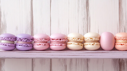 Floating colorful macarons with candy sprinkles