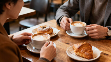 Man and woman having breakfast