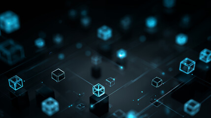 Abstract technology background with interconnected cubes, representing IT and digital networks in a futuristic concept