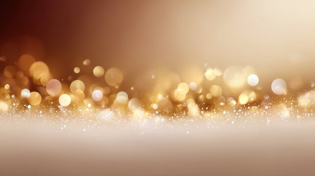 Beautiful golden bokeh background with shimmering lights creating a warm and inviting atmosphere for various festive occasions and creative designs