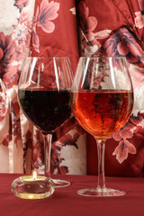 A relaxing girl's night in with a glass of wine.