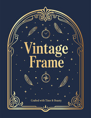 Elegant Vintage Frame Design Featuring Time and Beauty Elements