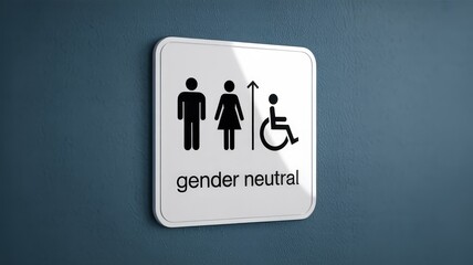 Inclusive gender neutral restroom sign with accessibility icon, promoting diversity and equality in modern spaces