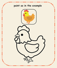 Paint as in the Example – Preschool Color Reference and Guided Painting Sheet