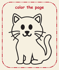 Kids Coloring Page  Simple Line Art, Cute Animals, Objects, Preschool Coloring Worksheet for Children