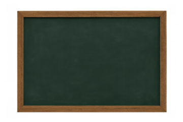 Empty green chalkboard with wooden frame, space for text, blackboard concept on transparent background