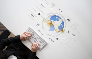 Global AI and data processing system enhances data, AI, and processing efficiency through digital network and global integration of intelligent technology Latch