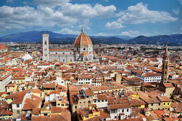 City view of Florence in Italy with the famous cathedral Duomo