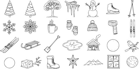 Winter Wonderland Doodle Collection: Hand-Drawn Seasonal Icons