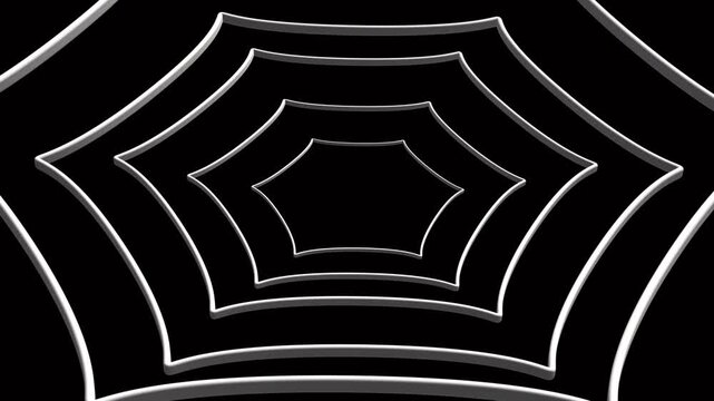 Black and White Hexagonal Tunnel with White Outline and Shadow Effect abstract background