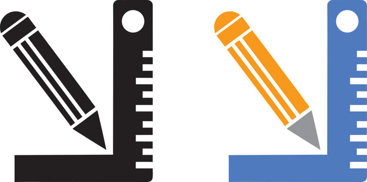 Ruler + pencil icon silhouette