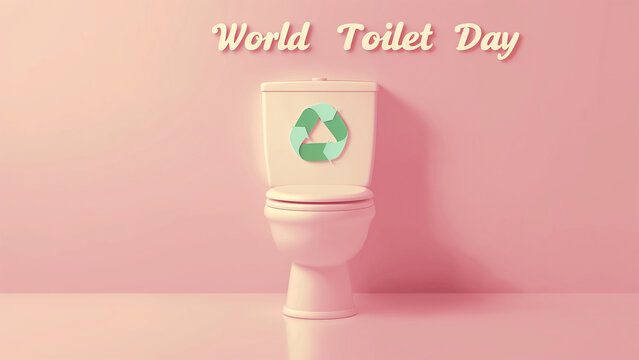 World Toilet Day Sustainability Series — Pastel Eco Toilet and Planet Concept Vector