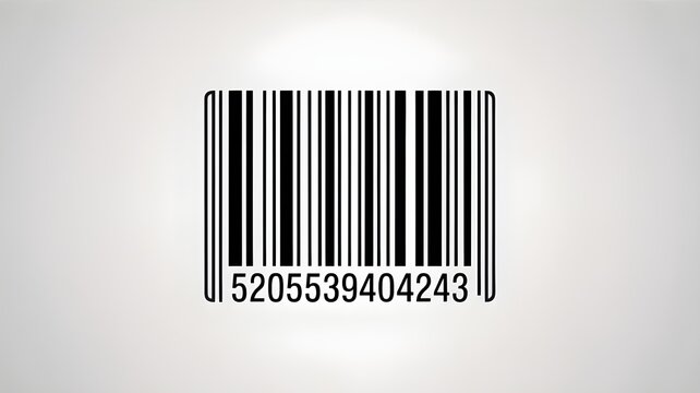 A black barcode on a white background acts as a product number label for retail sale in a shop