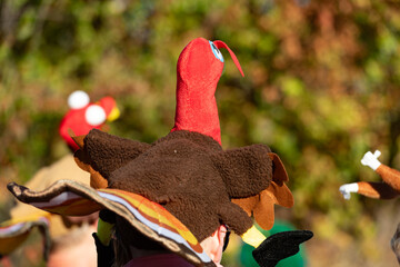 Festive and creative Thanksgiving Turkey Trot hats