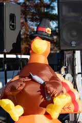Colorful festive Thanksgiving turkey made out of balloons