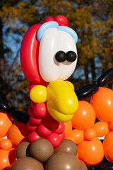 Colorful festive Thanksgiving turkey made out of balloons