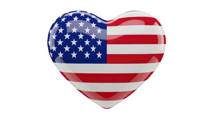 American Heart Flag 3D Icon isolate on white background