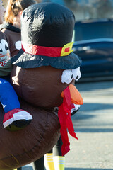 Colorful festive Thanksgiving turkey made out of balloons